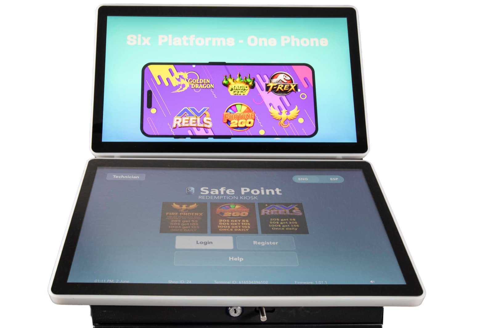 Dual Screen Safe Point Kiosk — Metal Shell